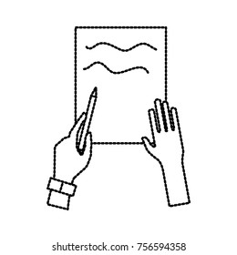 Hands planning with pencil on sheet