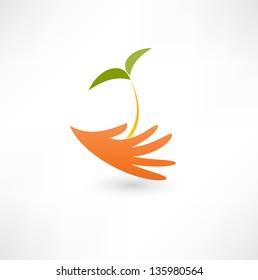 Hands and plant icon
