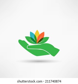Hands and plant icon