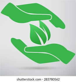 Hands and plant icon