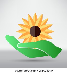 Hands and plant icon