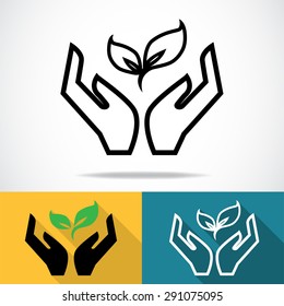 Hands with plant icon