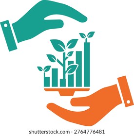 Hands Planting Sapling Logo - Charity and Social Responsibility Concept