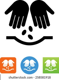 Hands planting seeds icon