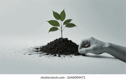 Hands planting a small tree illustration victor stile
