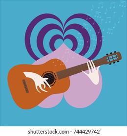 Hands play the guitar. For posters and different covers.