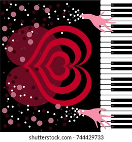 Hands play piano. For posters and different covers.