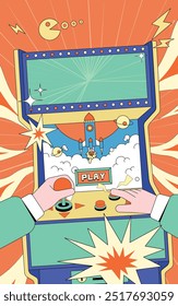 Hands playing classic game poster