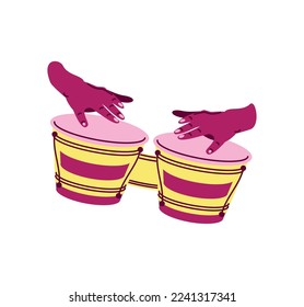 hands playing congas drums icon isolated