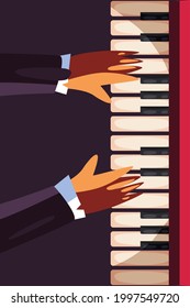 hands playing piano music instrument banner