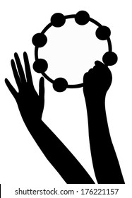 hands playing tambourine, vector 