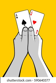 Hands playing Texas Hold'em Poker