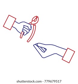 hands with pliers tool isolated icon
