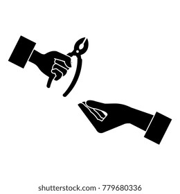 hands with pliers tool isolated icon