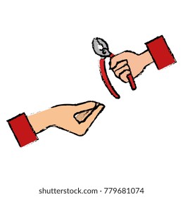 hands with pliers tool isolated icon