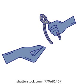 hands with pliers tool isolated icon