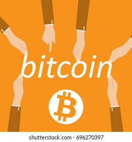The hands point to bitcoin