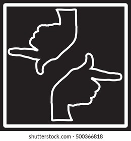 The hands point left and right  
