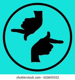 The hands point left and right  