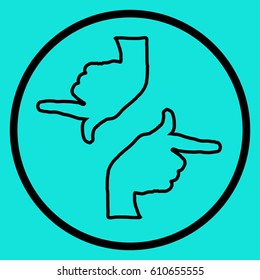 The hands point left and right  