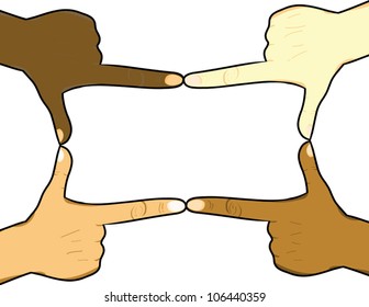 Hands in the pointed position to form a rectangle. Each hand can be isolated for individual use. Great for presentations, backgrounds, announcements and others.