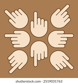 hands pointing to all corners