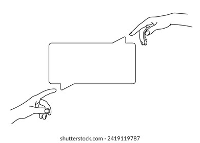 Hands pointing to blank frame for announcements isolated on background, Hand drawn style illustration vector