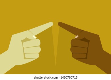 Hands pointing each other for challenge