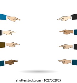 hands pointing with index finger, blank space