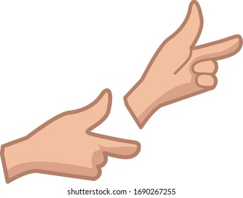 hands pointing to something. simple flat cartoon illustration