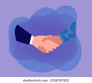 Hands of politician and soldier making deal. Agreement between military and government flat vector illustration. Diplomacy, peace, cooperation concept for banner, website design or landing web page