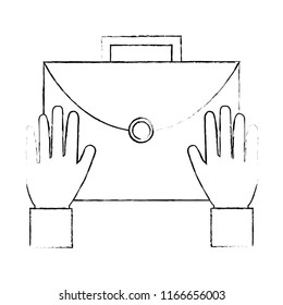 hands with portfolio briefcase isolated icon