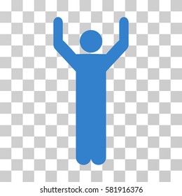 Hands Up Pose vector icon. Illustration style is a flat iconic cobalt symbol on a transparent background.