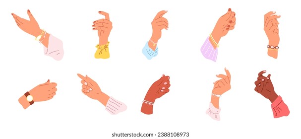 Hands pose vector illustration. The pointing finger directed viewers gaze towards horizon The delicate movements wrist added elegance to performance The expressive finger gestures conveyed myriad