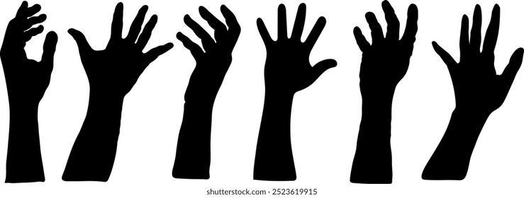 hands poses with different angle set in black color