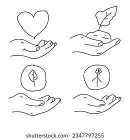 Hands poses. Female hand holding and pointing gestures, fingers crossed, fist, peace and thumb up. Cartoon human palms and wrist vector set. Communication or talking with emoji for messengers