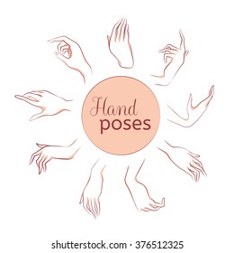 Hands poses. Vector illustration