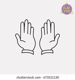 Hands in the position of prayer line icon