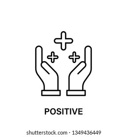 hands, positive, plus, add icon. Element of human positive thinking icon. Thin line icon for website design and development, app development. Premium icon