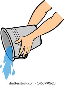 hands pouring water from a bucket