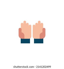 Hands Pray Flat Icon - Ramadan and Eid Mubarak Icon Concept Vector Illustration.