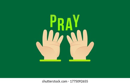 Hands Pray Illustration Flat Design Vector