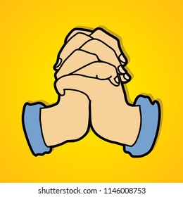 Hands Prayer, Christian Praying Cartoon Graphic Vector