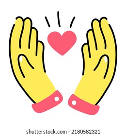 Manos para la oración en el ícono del doodle