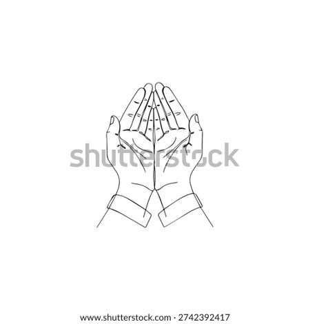 Hands in prayer, open and cupped, symbolizing supplication and seeking divine guidance.