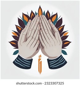 hands prayer, vector, illustration on white background