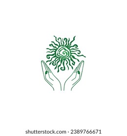 manos para rezar diseño abstracto de gradiente verde
