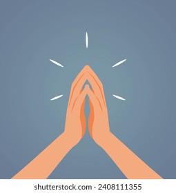 
Hands praying in Faith Concept Vector Illustration Design. Religious person saying the grace during redemption gratitude process 
