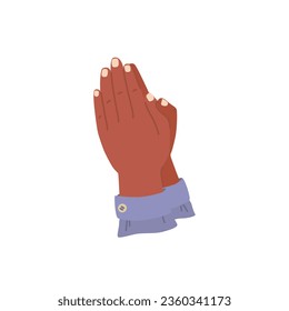 Hands of the praying. Flat vector illustration.