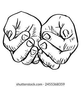 Hands of praying. Hand drawn vector illustration of praying hands.